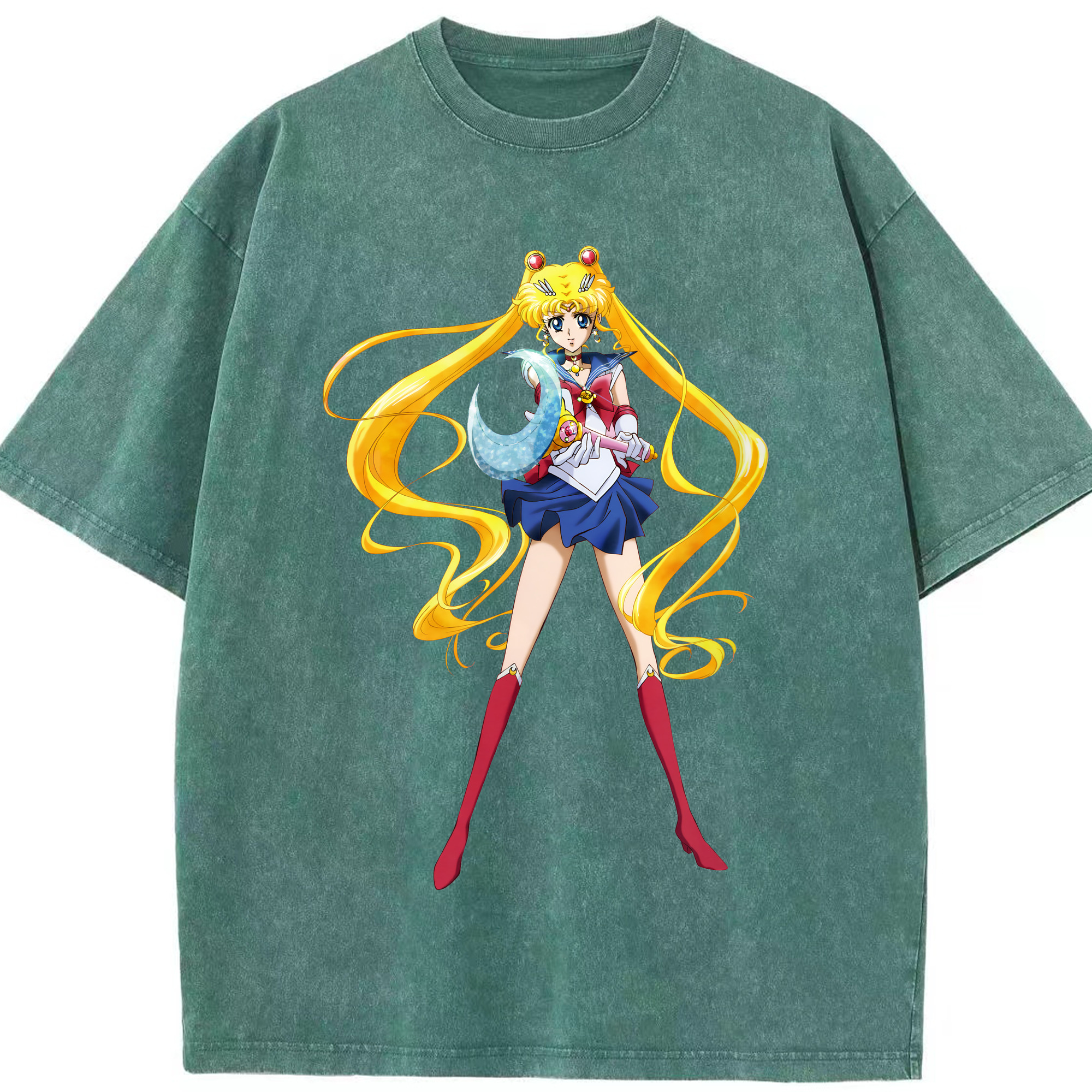 （画像用） 美少女戦士セーラームーン 月野 うさぎ つきの うさぎ Sailor Moon Tsukino Usagi 綿100% ヴィンテージ風 半袖Tシャツ（フロントプリント）